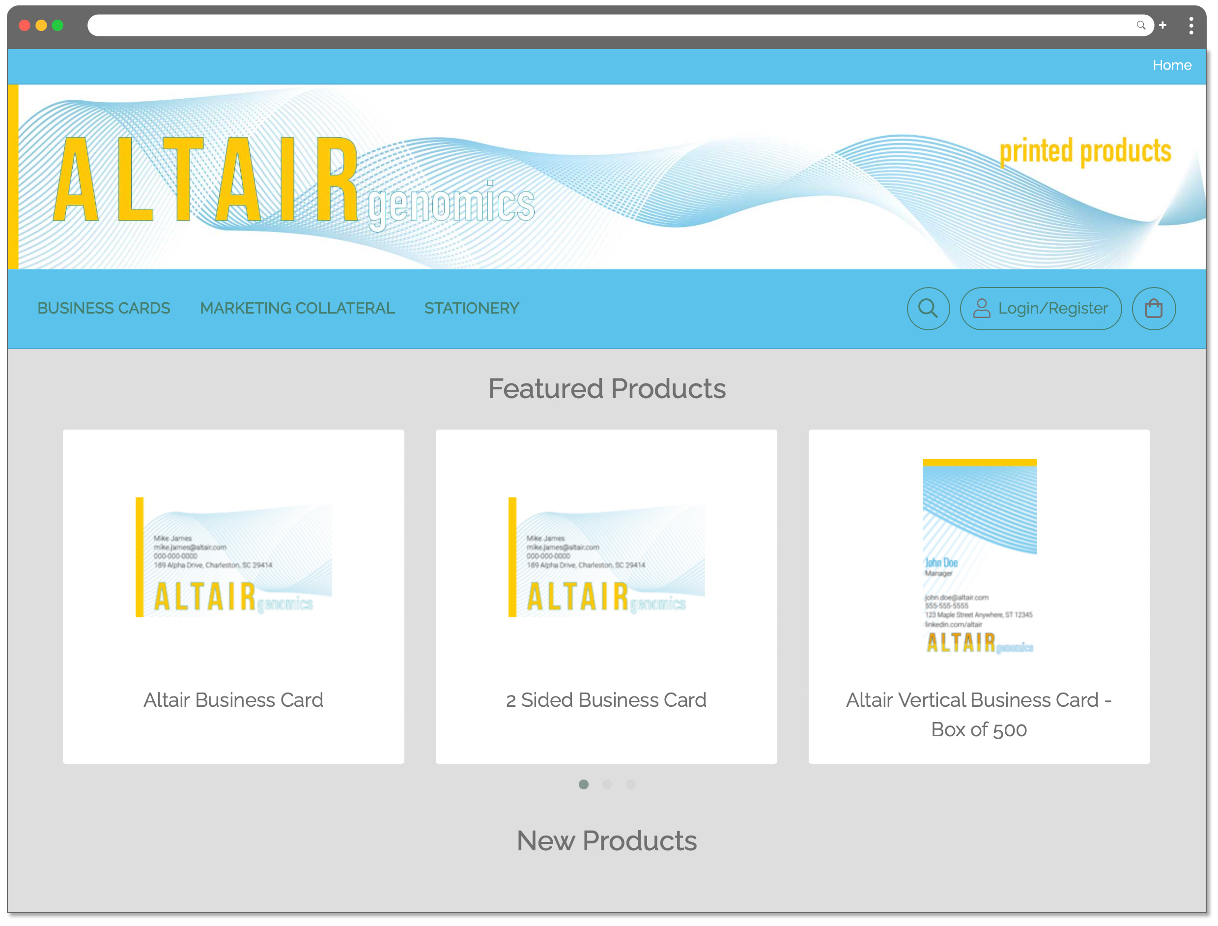 Altair home page with chrome